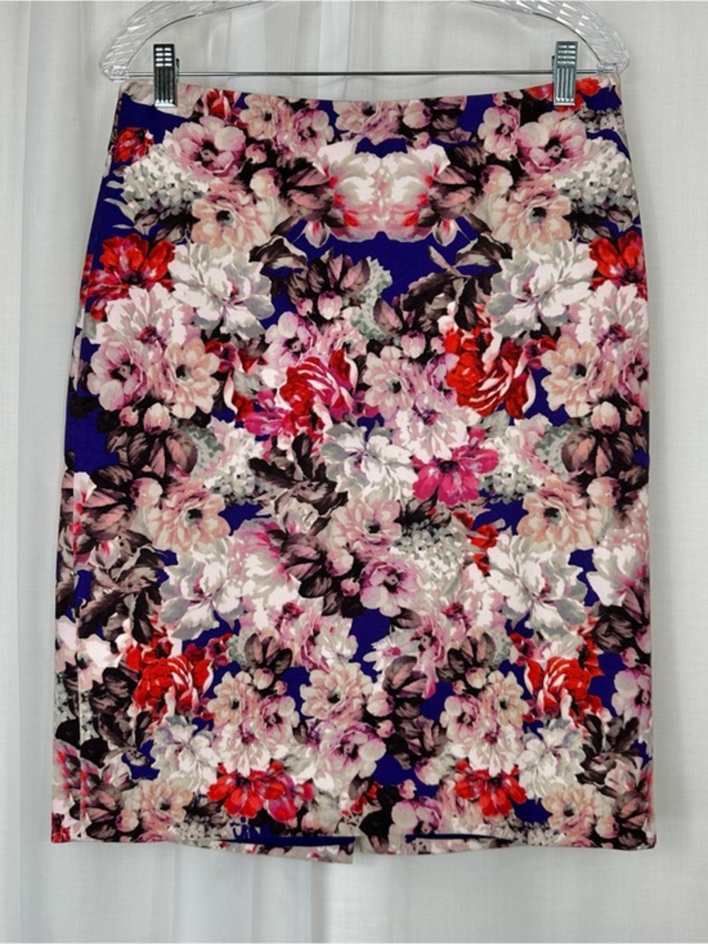 Talbots Retro Floral Pencil Skirt 8 Purple Red Brown Lined Dopamine Coquette Mod